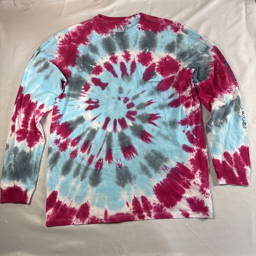 Vineyard Vines Long Sleeve Tie-Dye T-Shirt With My Pocket Size Large